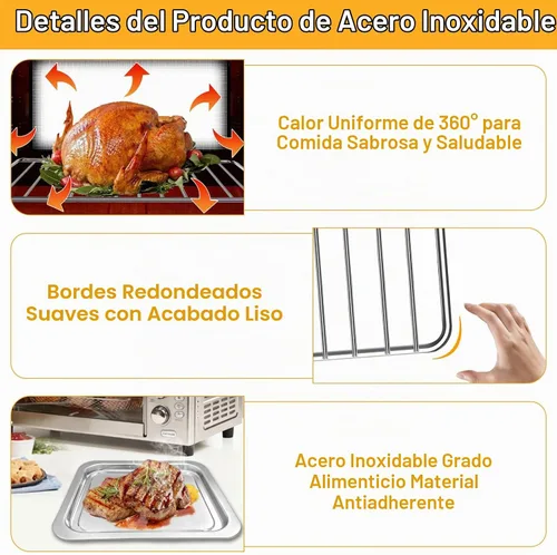 Vista 5 de Piezas de repuesto para freidora de aire Emeril Lagasse Everyday 360, accesorios de freidora de aire de acero inoxidable antiadherente de grado