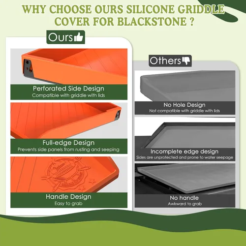 Vista 6 de Funda de silicona para plancha Blackstone de 36 pulgadas, cubierta de parrilla de borde completo para plancha omnívora, accesorios Blackstone
