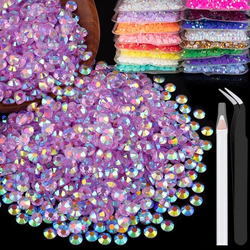 Vista 21 de 5000 piezas de 2mm de strass de resina a granel, strass de gel negros con parte posterior plana y redonda para embellecer sin termoadhesión, gemas