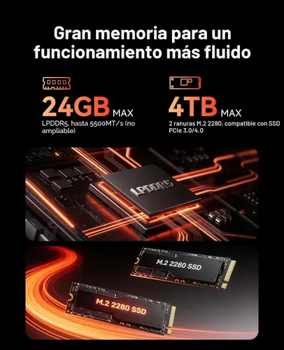 Vista 2 de ACEMAGIC M1 Mini PC Ryzen 7 7735HS 24GB LPDDR5 1TB NVMe SSD Mini