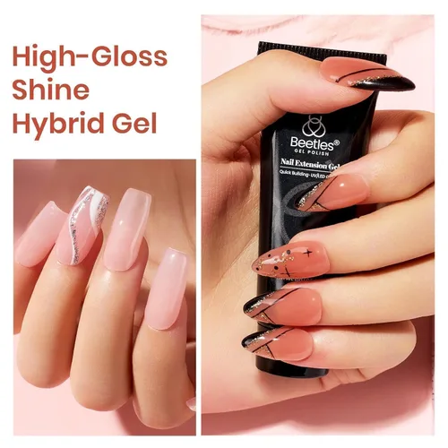 Vista 8 de Beetles - Kit de extensión de gel de uñas de polietileno, 6 colores de gelatina nude con solución deslizante, mejora de uñas para principiantes