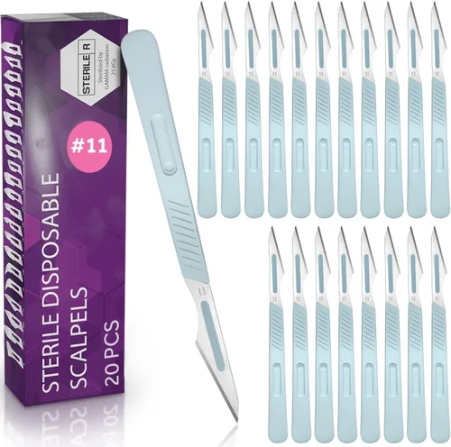 Vista 10 de MyMed Bisturíes desechables Cuchillas afiladas de acero al carbono #10 Bolsas individuales estériles para dermaplaining, podología