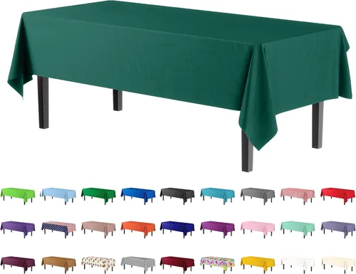 Vista 48 de Party Solids Paquete de 4 manteles de plástico color azul aguamarina, 54 x 108 pulgadas, mantel desechable para fiestas y pícnics