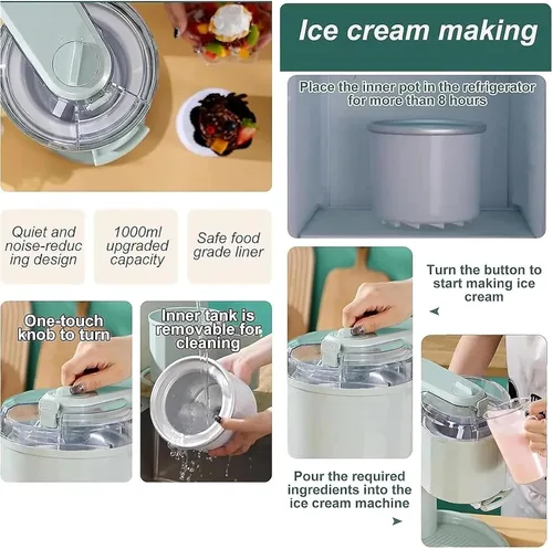 Vista 4 de Máquina para hacer helados – Mini máquina automática de servir suave para el hogar, máquina de postres de crema de frutas DIY, electrodoméstico