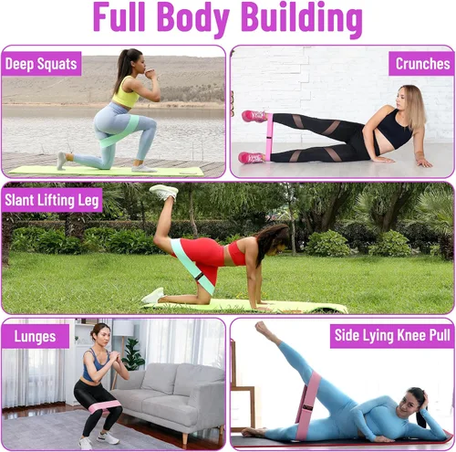 Vista 6 de Bandas de resistencia: bandas de entrenamiento de primera calidad para mujeres y hombres, juego de 3 bandas elásticas para glúteos, piernas, pilates