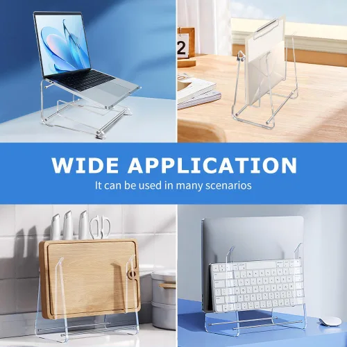 Vista 9 de Bibabala Soporte para laptop, soporte acrílico para computadora de escritorio, elevador ergonómico para computadora, soporte grueso transparente