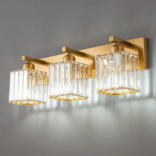 Vista 9 de Moderna lámpara de cristal para pared/tocador de baño, de 5 luces, color cromo Cromo torcido