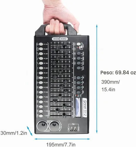 Vista 5 de Controlador de luz de escenario DMX 512 - Controlador de luces DMX de 512 canales con programa integrado y función de interruptor DIP RDM