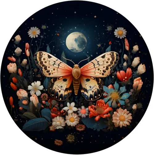 Vista 3 de Hermosas flores polilla luna noche estrellada PopSockets estándar PopGrip