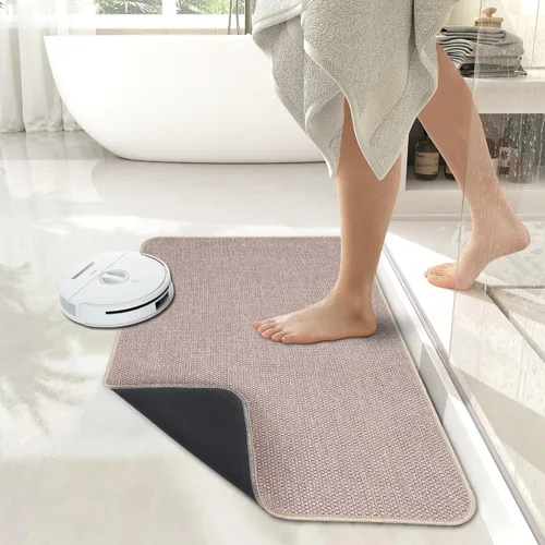 Vista 6 de Tapete de baño ultrafino, con base de goma, antideslizante, secado rápido, lavable a máquina, pelo bajo, absorbente, para ducha exterior, fregadero
