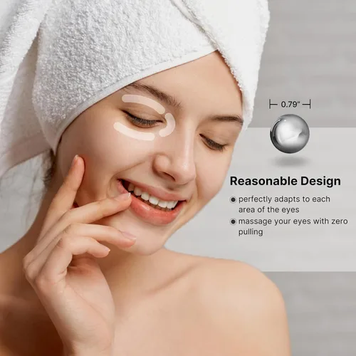 Vista 4 de Rodillo de ojos, masajeador facial con rodillo – Reduce la hinchazón, ojeras, terapia de enfriamiento para ojos cansados (con aplicador)