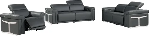 Vista 25 de Blackjack Furniture Mario - Sofá biplaza reclinable de cuero italiano de grano superior con reposacabezas y asientos ajustables, cargadores USB