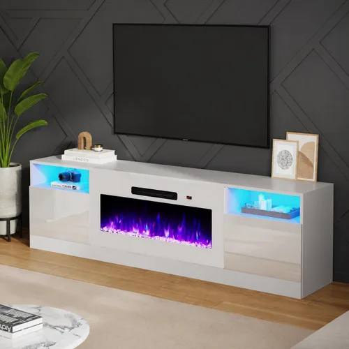 Vista 15 de AMERLIFE - Soporte de TV con chimenea eléctrica de 36 pulgadas de 70 pulgadas Negro