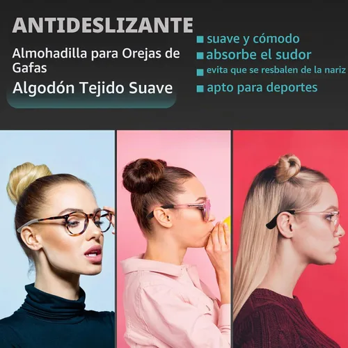 Vista 4 de KAJUDA 4 pares de pinzas para las orejas, almohadillas de algodón de punto suave, almohadillas de oreja, puntas de las patillas de las gafas