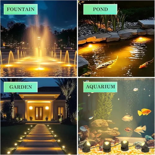 Vista 5 de SoulBay Luces LED bajo el agua, paquete de 4 P68 impermeables de bajo voltaje iluminación de paisaje con temporizador de 8 horas para fuente