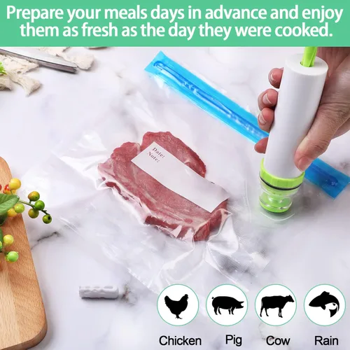 Vista 3 de Chumia Paquete de 60 bolsas Sous Vide reutilizables con sellado al vacío con válvula de aire, almacenamiento de cremallera al vacío con válvula