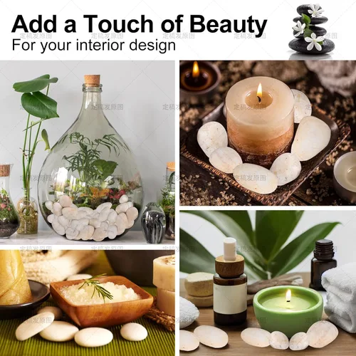 Vista 5 de 10 libras de rocas de río blancas y crema para paisajismo al aire libre – Guijarros pulidos para plantas – Piedras decorativas de jardín – Rocas