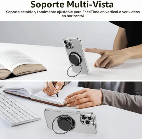 Vista 4 de AUROX - Agarre magnético para teléfono MagSafe, color negro transparente Transparente negro