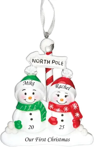 Vista 8 de Adorno de Navidad familiar 2025 – Adorno personalizado para familias – Adorno familiar de muñeco de nieve personalizado – Decoración de árbol