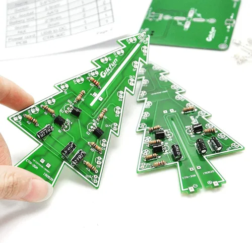 Vista 5 de Adeept Colorido árbol de Navidad 3D LED DIY Kits, 7 colores flash RGB circuito LED electrónico montar kits divertidos, proyecto STEM placa PCB