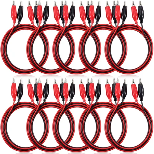 Vista 9 de EBOOT 4 pinzas de cocodrilo eléctricas, cables de prueba de 40 pulgadas con clips de cocodrilo, cables de puente de doble extremo para pruebas