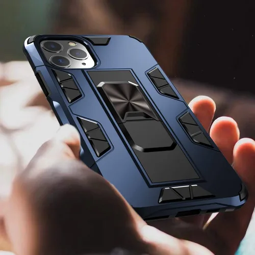 Vista 8 de Funda de grado militar para iPhone 11 Pro Max con protector de pantalla de vidrio templado, a prueba de golpes, con soporte de soporte, funda