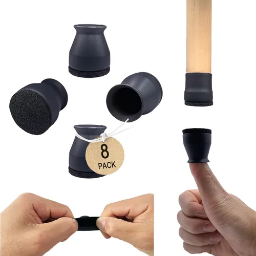 Vista 14 de Protectores de suelo de silicona extra pequeños para patas de silla con fieltro, se ajustan de 19/32 a 15/16 pulgadas, tapas de silicona para patas