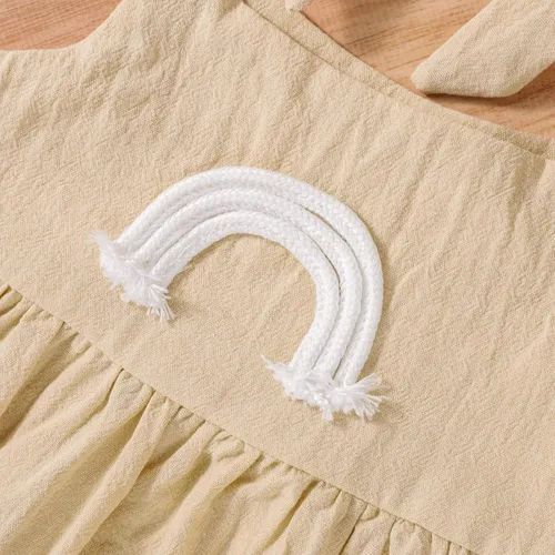 Vista 6 de Conjunto de ropa de verano de 2 piezas, ropa de bebé niña, vestidos de verano florales sin mangas con volantes