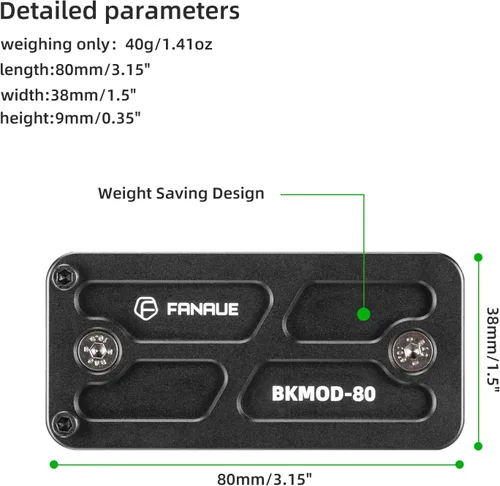 Vista 3 de Adaptador de placa de trípode FANAUE Keymod Rail con tornillos de seguridad, para cabezal de bola de trípode, compatible con Arca Swiss RRS Dovetail