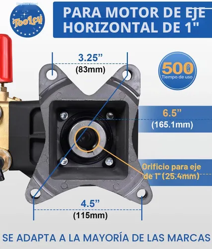 Vista 3 de TOOLCY Bomba de lavado a presión de eje de 1" 4200 PSI con descargador