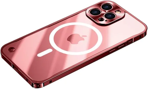 Vista 13 de kaitesi Funda magnética para iPhone 14 compatible con MagSafe Metal aleación de aluminio parachoques mate translúcido cubierta trasera con protector
