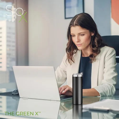 Vista 2 de SipX™ Vaso aislado delgado de 18 onzas con tapa y pajilla, acero inoxidable aislado al vacío, a prueba de fugas, apto para portavasos - Perfecto