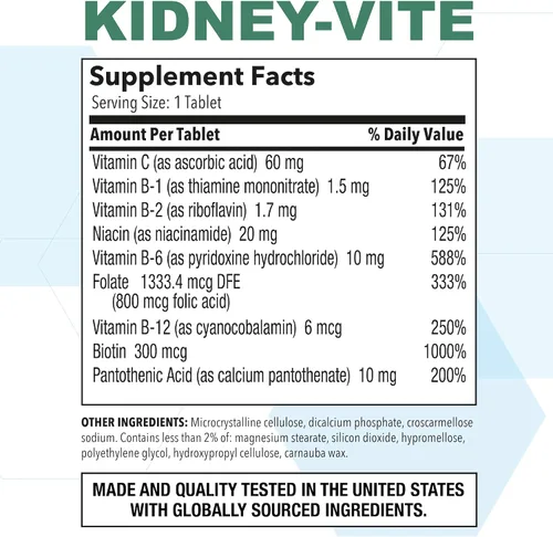 Vista 2 de Puregen Labs Kidney-Vite Riñón Premier, soporte renal, sin OMG, sin gluten, sin aditivos de color artificial - 100 tabletas vegetarianas