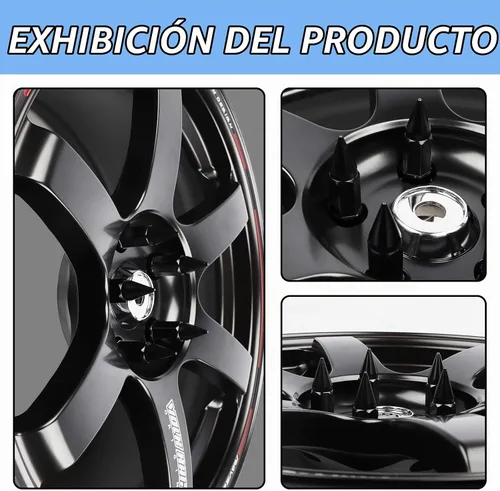 Vista 8 de 24 Piezas Picos Antirrobo Extendidos Sintonizador Rueda/Llantas Tuerca de Orejeta M14X1.5+Llave de Vaso (Negro)