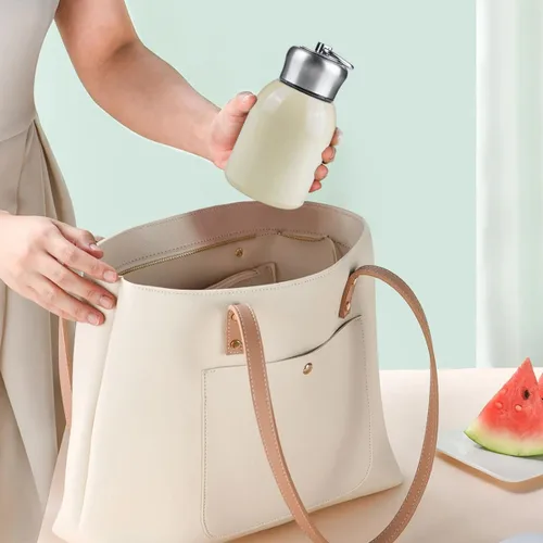 Vista 6 de Frasco térmico pequeño de 10 onzas / 10.1 fl oz, a prueba de fugas, acero inoxidable 304, frasco térmico frío y caliente para niños, mujeres, Beige