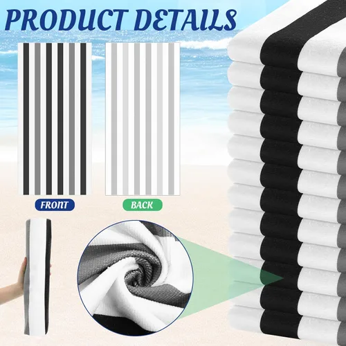 Vista 3 de Xinnun Juego de 12 toallas de baño, toallas de playa, de gran tamaño, 28 x 60 pulgadas, altamente absorbentes, para adultos y niños, para natación