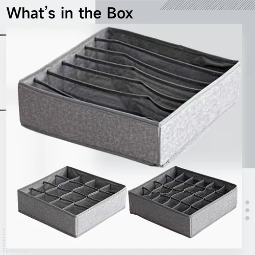 Vista 3 de Juego de 3 organizadores de almacenamiento impermeables para cajones, cajas plegables para calcetines, ropa interior, ropa