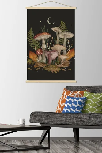 Vista 2 de Trends International Episodic Drawing - Autumn Mushrooms Wall Poster, 22.37" x 34.00", Premium Print and Beechwood Hanger Bundle
