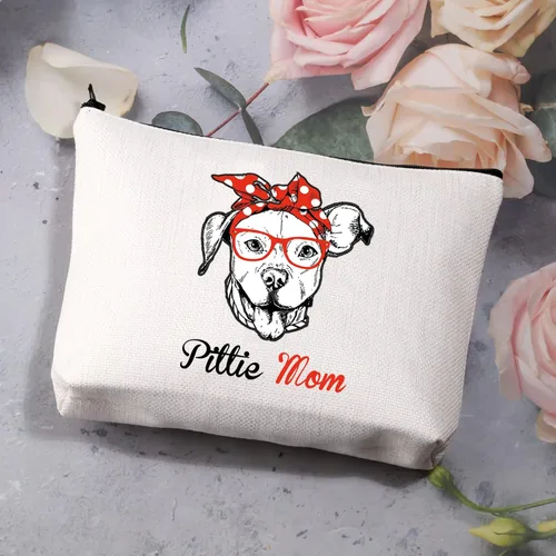 Vista 3 de BDPWSS Pittie Mom Gift Pitbull Dog Lovers Bolsa de maquillaje Pitbull Mama Regalo del Día de la Madre Crazy Dog Lady Bolsa de Cosméticos para Amigo