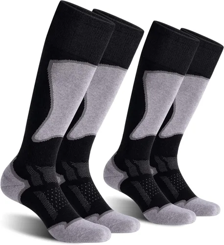 Vista 14 de CS CELERSPORT Calcetines de esquí de lana merino para snowboard para mujer Negro Gris Oscuro + Gris