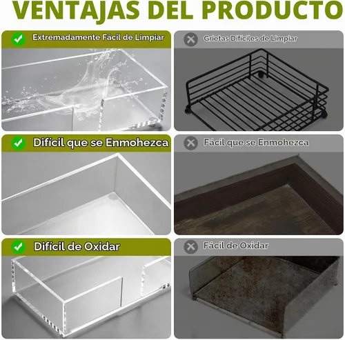 Vista 3 de Kordory Bandeja con soporte para toallas de invitados de acrílico para baño, soporte transparente rectangular para servilletas de baño para cocina