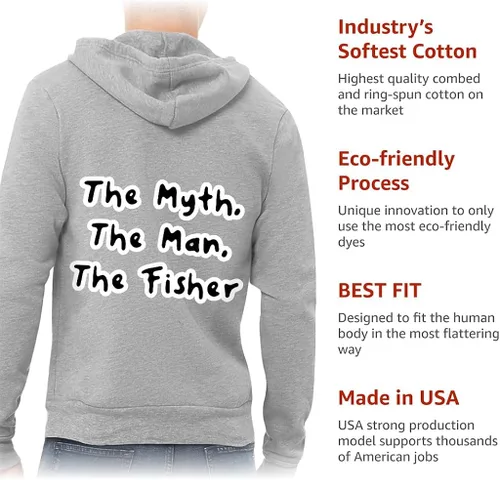Vista 5 de The Myth Full-Zip Hoodie - Unique Hooded Sweatshirt - Word Art Hoodie