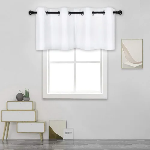 Vista 81 de DECOVSUN Cenefa de cortina opaca amarilla brillante para ventanas de cocina, cenefa opaca con ojales para dormitorio, cenefa corta y recta para sala