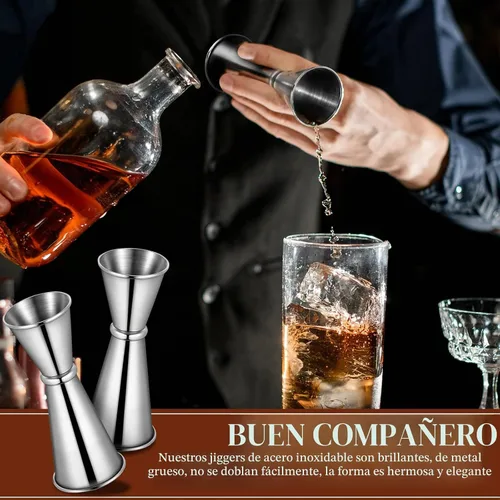 Vista 5 de Yaomiao Jigger de 2 onzas y 1 oz para bartending doble cóctel jigger japonés Jigger taza medidora de acero inoxidable para el hogar, bar, licor