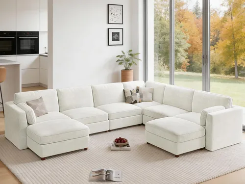 Vista 61 de CUGOAO Sofá biplaza extragrande de 83.5 pulgadas, sofás para sala de estar, sofá nube de felpilla de asiento profundo, sofá modular seccional, funda