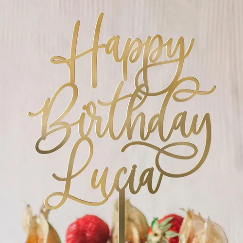 Vista 6 de Decoración Personalizada para Tarta de Cumpleaños/Decoración de Script Personalizada para Tarta de Cumpleaños y Fiesta/Decoración Personalizable