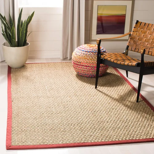 Vista 122 de SAFAVIEH Natural Fiber Collection NF114A - Alfombra de pasillo de hierba marina con patrón de tejido de cesta y borde, de 2 pies 6 pulgadas x 16