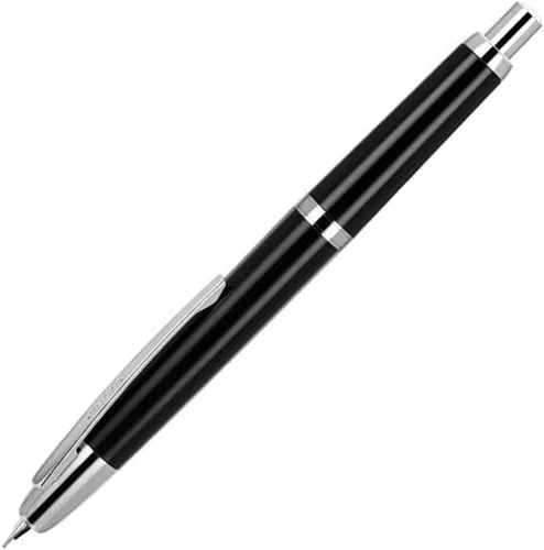 Vista 8 de Jinhao - Pluma estilográfica retráctil de 20 presiones, punta extrafina con juego de convertidor de tinta (clip negro blanco)