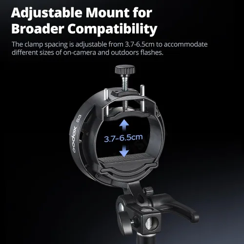 Vista 7 de Godox Soporte de flash S3 (soporte de montaje de flash) para Godox AD200Pro AD300Pro V1Pro V100 Speedlite, control de inclinación ajustable