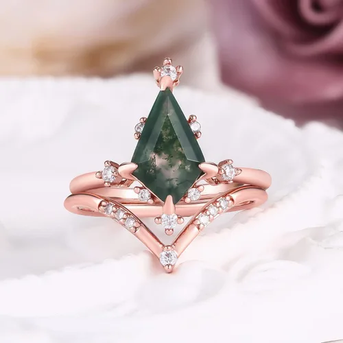 Vista 3 de LAZLUVU Anillos de compromiso de cristal, anillos de boda chapados en oro, anillo de boda para mujer
